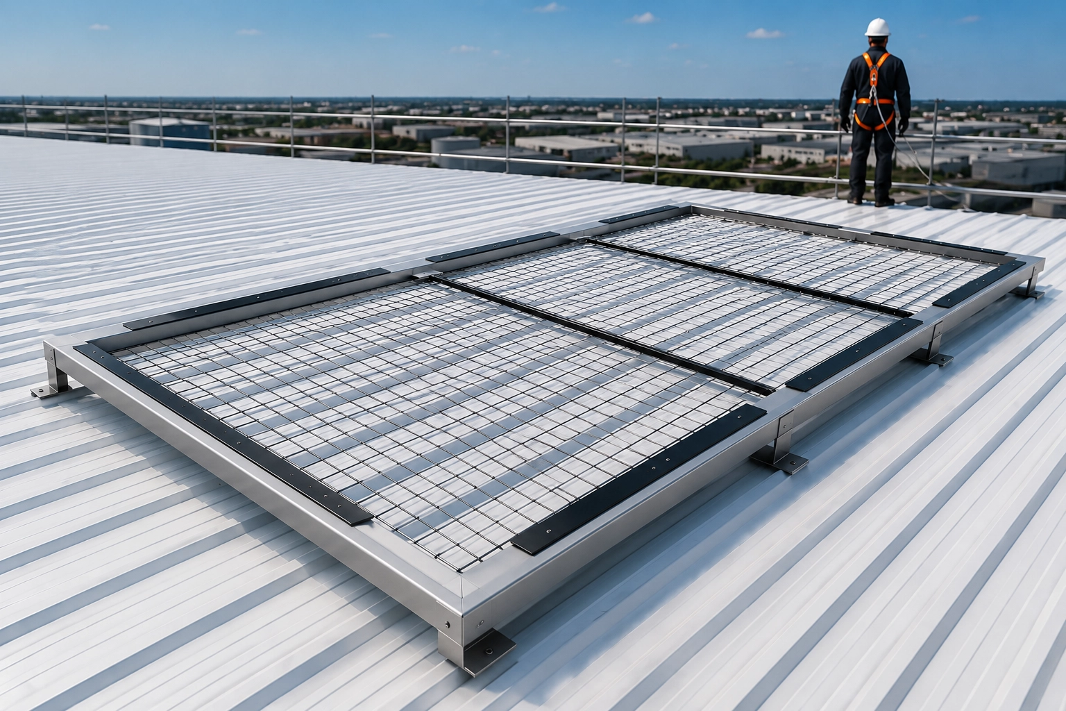 Industrial rooftop fragile skylight hazard